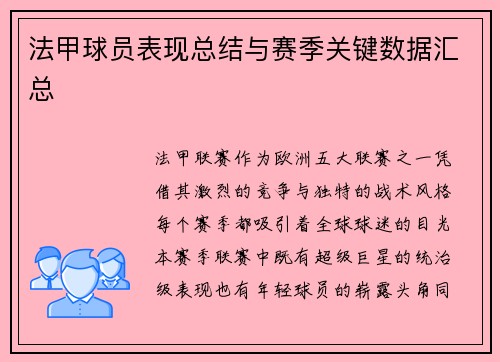 法甲球员表现总结与赛季关键数据汇总